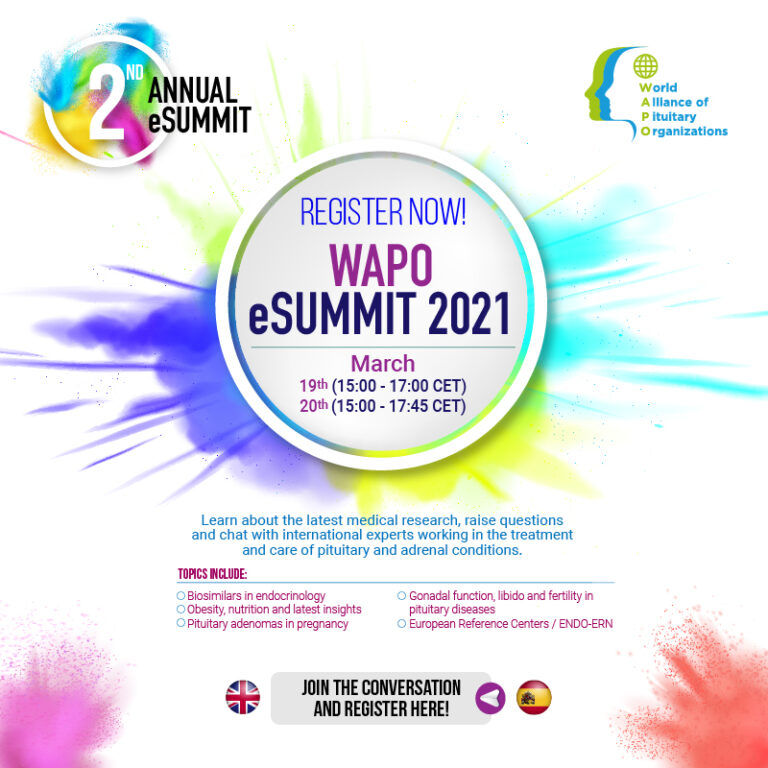 eSummit WAPO (World Alliance of Pituitary Organisations) op 19-03-2021 en 20-03-2021